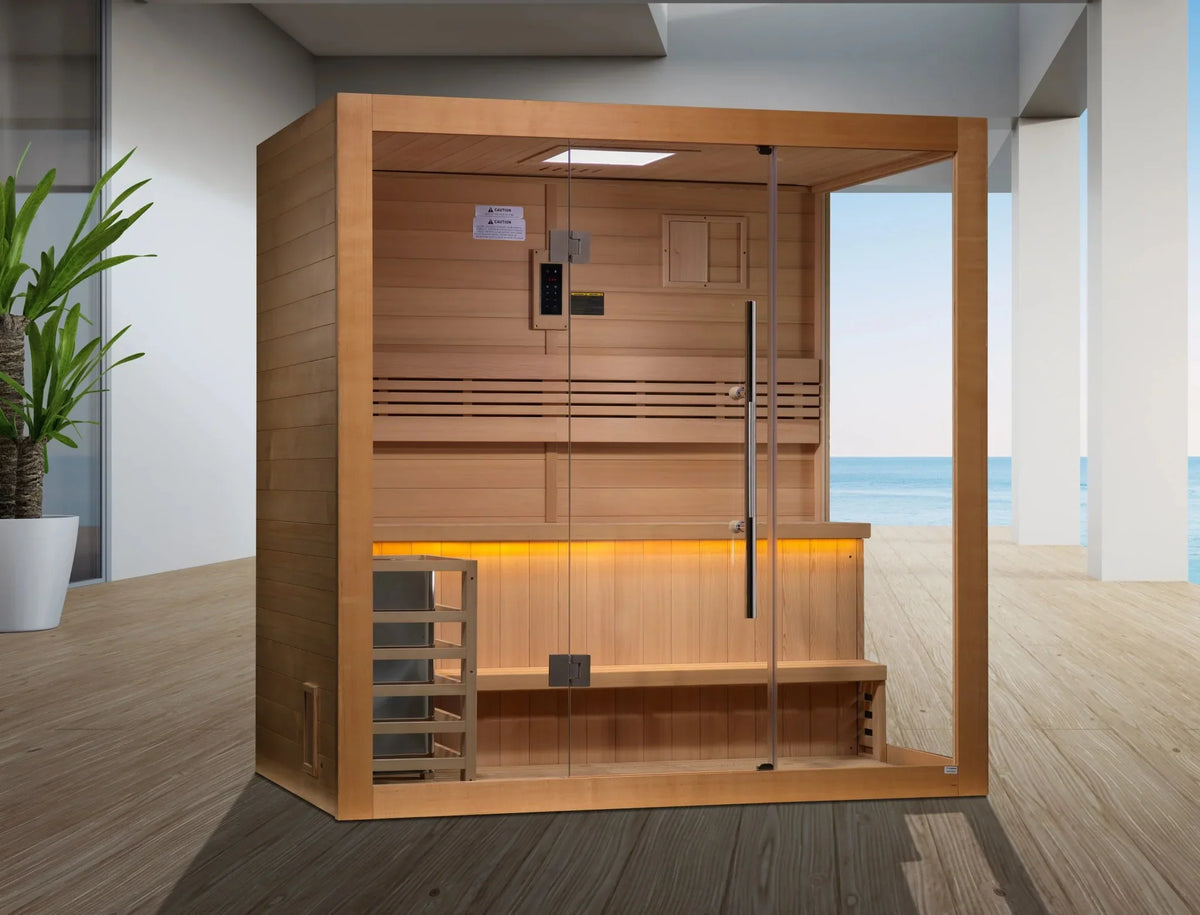 Golden Designs "Forssa Edition" 4 Person Traditional Sauna - Canadian Red Cedar Interior